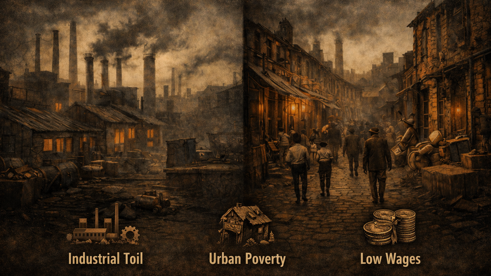 Industrialisation screen background for the interactive project